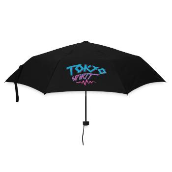 Tokio Spirit Neon-Graffiti - Regenschirm (klein) - Schwarz - Vorne