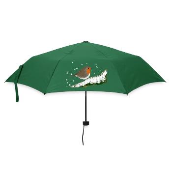 Robin Winter Motif Snow Bird Branch - Umbrella (small) - bottlegreen - Front