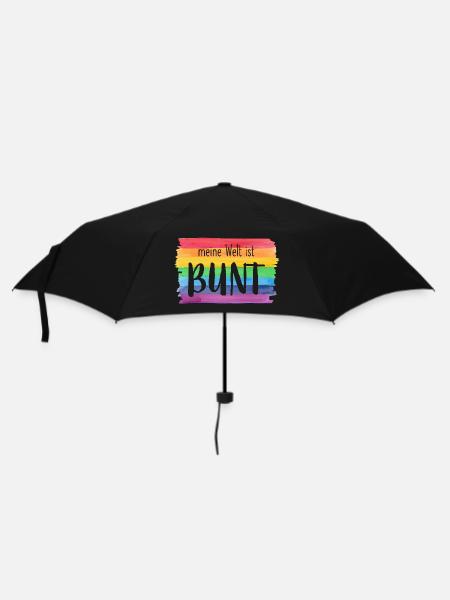 Meine Welt ist bunt Regenbogen fröhlich farbenfroh - Regenschirm (klein) - Schwarz