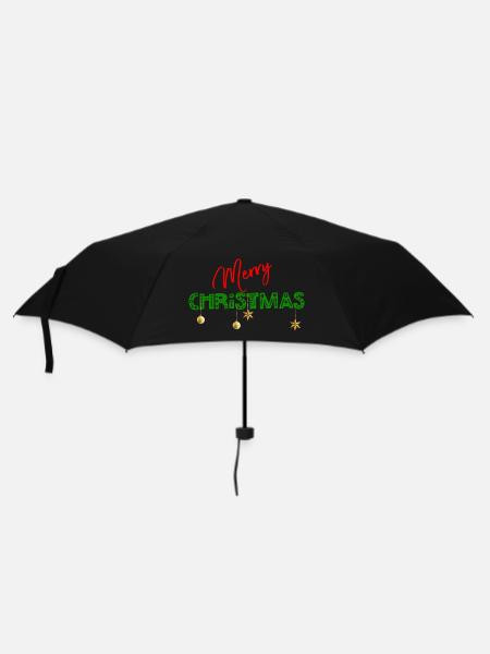 Frohe Weihnachten: Strukturierte grüne Buchstaben - Regenschirm (klein) - Schwarz