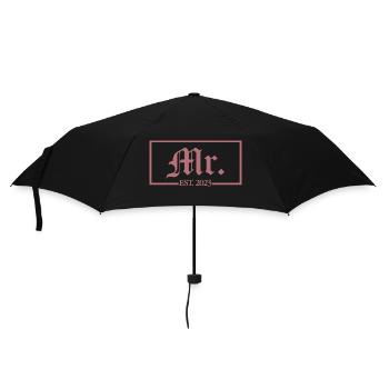 Mr. Est. 2023 Verlobung für die Hochzeitsfeier des Bräutigams - Regenschirm (klein) - Schwarz - Vorne