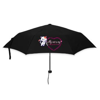 Meine Katze ist mein Valentine - Regenschirm (klein) - Schwarz - Vorne