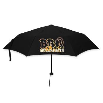 BBQ Grillmeister Logo Flammen - Regenschirm (klein) - Schwarz - Vorne