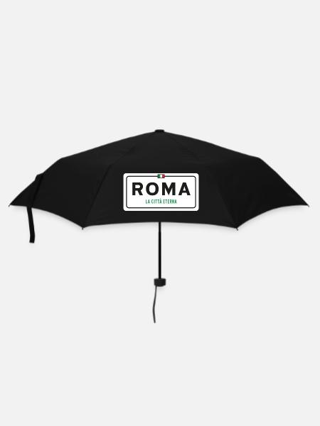 Rom Ortsschild - Regenschirm (klein) - Schwarz