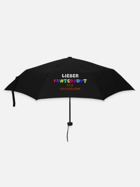 lieber kunterbunt als kackbraun,anti afd,3d - Regenschirm (klein) - Schwarz