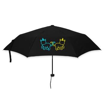 Einhörner Katzen Retro Vintage 80er 90er Katze - Regenschirm (klein) - Schwarz - Vorne