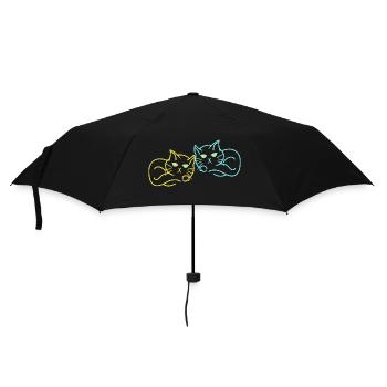 Retro Katzen müde 80er 90er Vintage Katze - Regenschirm (klein) - Schwarz - Vorne