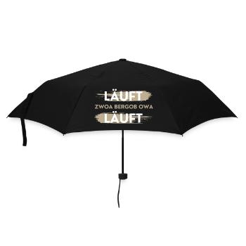 läuft zwoa bergob owa läuft, lustiger Spruch - Regenschirm (klein) - Schwarz - Vorne