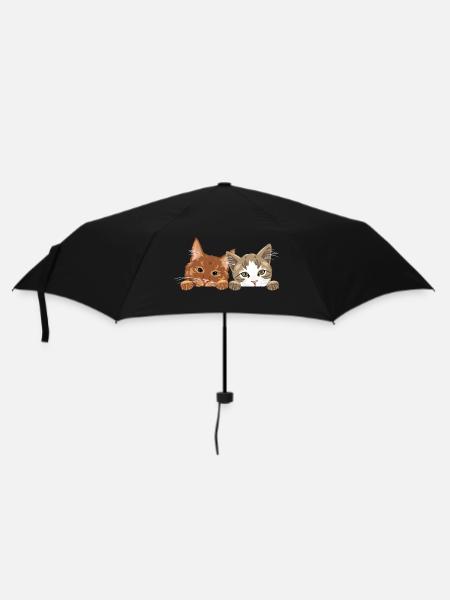Niedliche zwei Katzen spähen - Regenschirm (klein) - Schwarz