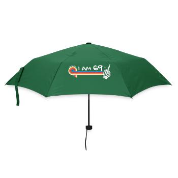 Ich bin 69 plus Mittelfinger - 70. Geburtstag - Regenschirm (klein) - Flaschengrün - Vorne