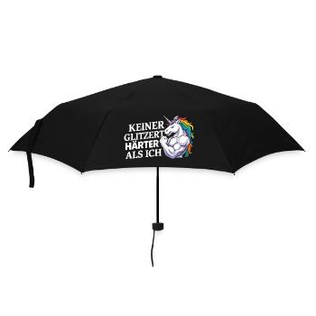 Härter als ich – Einhorn Kraftdesign - Regenschirm (klein) - Schwarz - Vorne