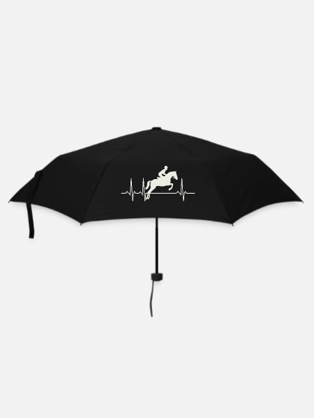Reiter Herzschlag – EKG mit Springreiter - Regenschirm (klein) - Schwarz