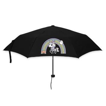 BOHO Skelett‑Einhorn mit Regenbogen – Halloween  - Regenschirm (klein) - Schwarz - Vorne