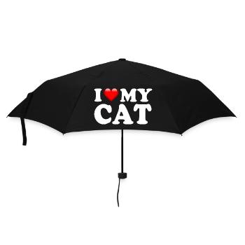 I Love My Cat Cute Cat Lover Design - Umbrella (small) - black - Front