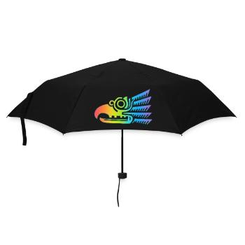Mehrfarbiger Stammesvogelkopf - Regenschirm (klein) - Schwarz - Vorne