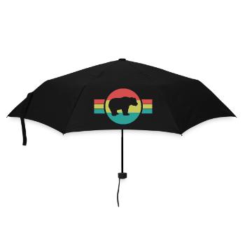 Bär Silhouette Retro Style - Regenschirm (klein) - Schwarz - Vorne