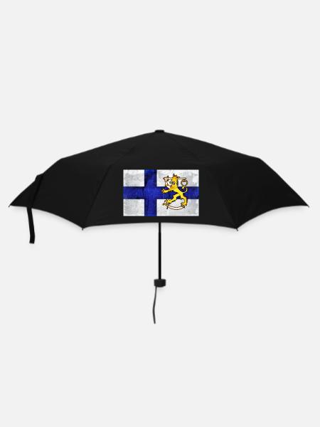 Finnland Flagge + Löwe - Regenschirm (klein) - Schwarz