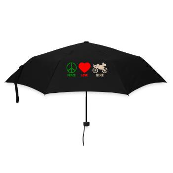 Liegefahrrad Liegerad Fahrrad Peace Love Spruch - Regenschirm (klein) - Schwarz - Vorne