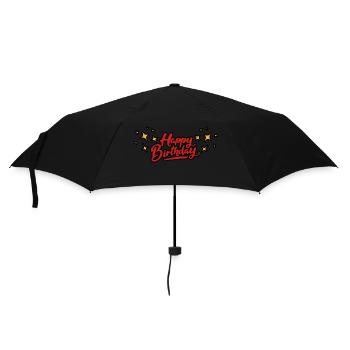 Roter Happy Birthday Schriftzug mit Sternen - Regenschirm (klein) - Schwarz - Vorne