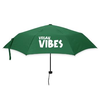 Vegan Geschenksidee für Veganer - Regenschirm (klein) - Flaschengrün - Vorne