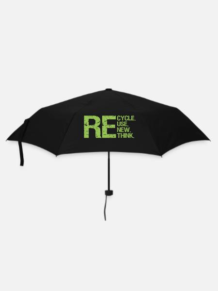 ReCycle ReUse ReNew ReThink - Regenschirm (klein) - Schwarz