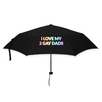 Ich liebe meine 2 schwulen Väter GAY PRIDE - Regenschirm (klein) - Schwarz - Vorne