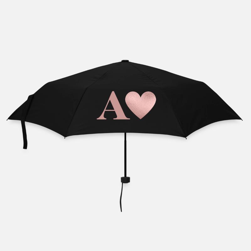Lettre a cœur rose gold - Parapluie standard - noir