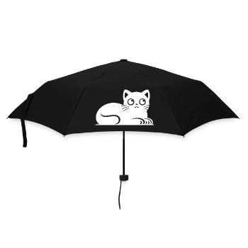 Kleine dicke Katze Zeichnung - Regenschirm (klein) - Schwarz - Vorne