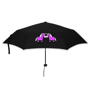 2 Unicorns Team Pair Horns Friends Welcome Cute - Umbrella (small) - black - Front