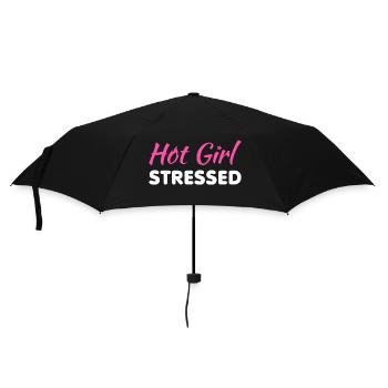 Hot Girl Stressed – Lustiges rosa Sarkastische Zitat - W - Regenschirm (klein) - Schwarz - Vorne