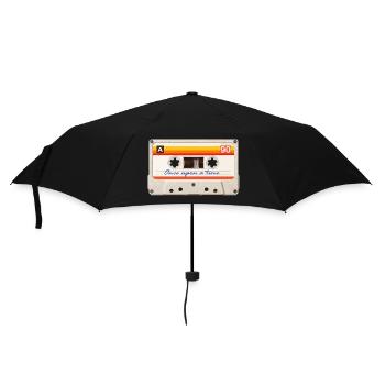 Retro-Kassettenband: 80er-Jahre-Vintage-Mixtape-Ästhetik - Regenschirm (klein) - Schwarz - Vorne