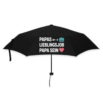 Papas Lieblingsjob Papa Sein Vater Vatertag Spruch - Regenschirm (klein) - Schwarz - Vorne
