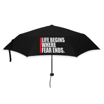 Life Begins Where Fear Ends Motivational Quote Logo - Umbrella (small) - black - Front