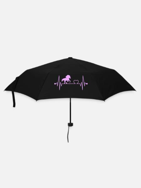 Islandpferd Tölt Isländer Herzschlag Pink - Regenschirm (klein) - Schwarz