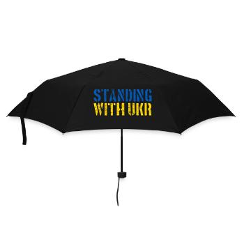 Standing With Ukraine Gelb Blau Frieden Grunge - Regenschirm (klein) - Schwarz - Vorne