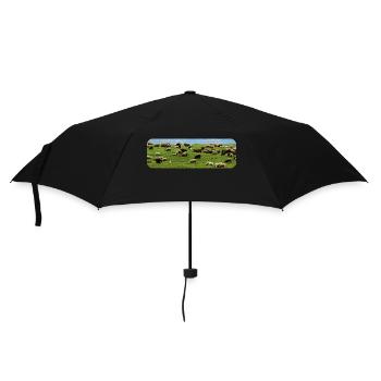 Flock of sheep grazing - Umbrella (small) - black - Front
