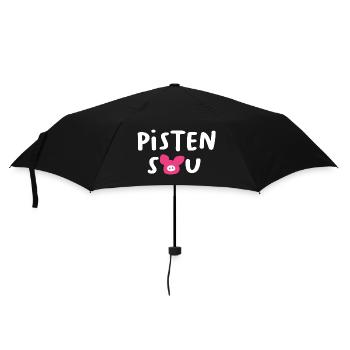 Pistensau Schwein Handschrift Après-Ski Skiurlaub - Regenschirm (klein) - Schwarz - Vorne