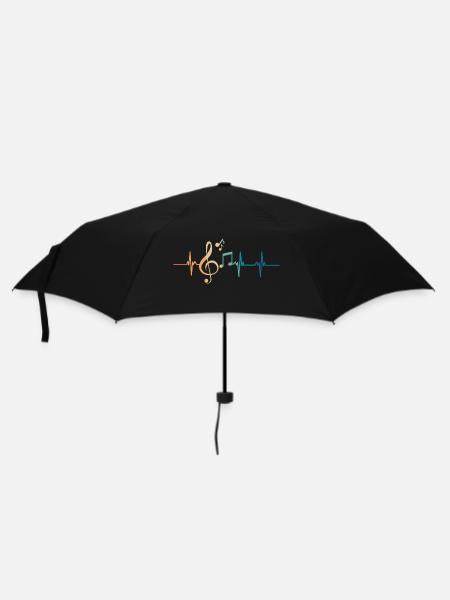 Herzschlag-Musik - Regenschirm (klein) - Schwarz