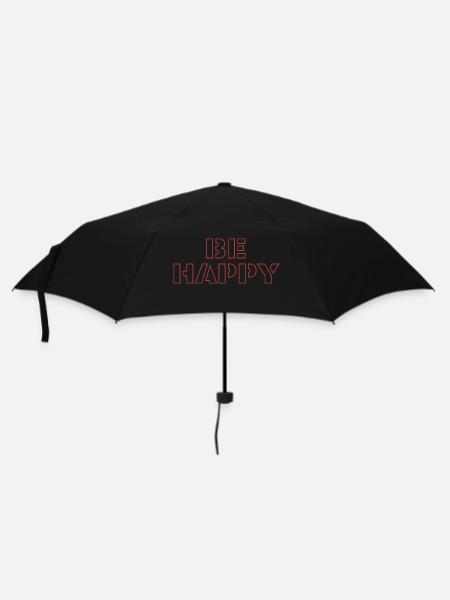 be happy - Regenschirm (klein) - Schwarz