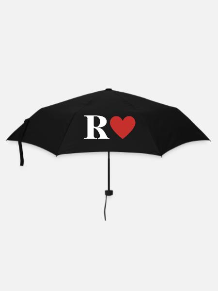 Lettre r cœur rouge - Parapluie standard - noir
