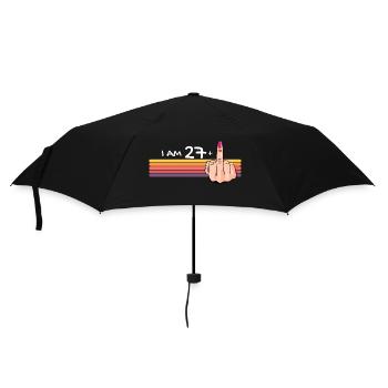Ich bin 27 + 1 Mittelfinger-Shirt Ich bin 27 plus, - Regenschirm (klein) - Schwarz - Vorne