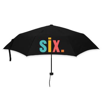 Six Years 6th Birthday Text Font Colorful - Umbrella (small) - black - Front