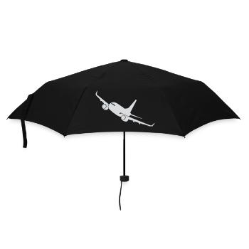 Flugzeug - Reisen Fliegen Pilot Urlaub Fernweh - Regenschirm (klein) - Schwarz - Vorne