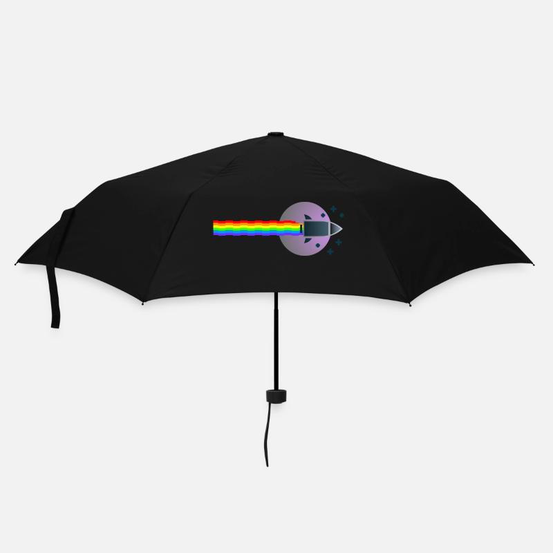 Nyam Rainbow Rocket to the Moon - Regenschirm (klein) - Schwarz