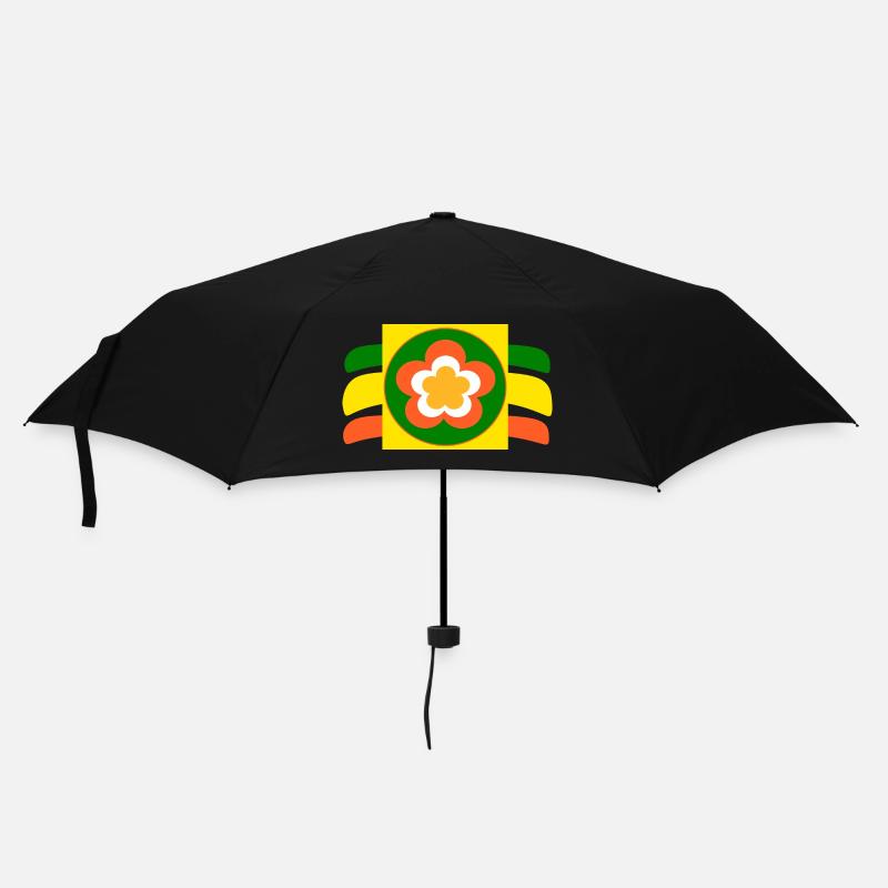 70er Jahre Blume Blüte - Regenschirm (klein) - Schwarz