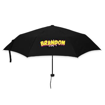 Brandon benutzerdefinierter Name Comic-Stil Pop-Art, - Regenschirm (klein) - Schwarz - Vorne