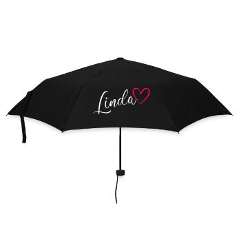 Linda Name Vorname Herz Pink - Regenschirm (klein) - Schwarz - Vorne