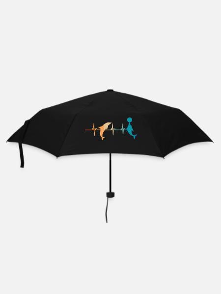 Delphin-Herzschlag - Regenschirm (klein) - Schwarz