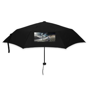 grey alien on the moon surface – kissing couple - Umbrella (small) - black - Front