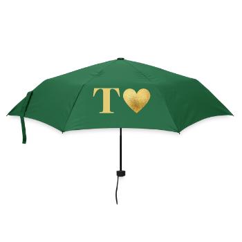 Buchstabe t Goldenes Herz - Regenschirm (klein) - Flaschengrün - Vorne